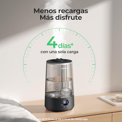 Detalle de Homvana humidificador ultrasónico para dormitorio (3,6 L, hasta 34 h, SilentSpray 16 dB, 360°)