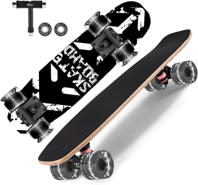 Thumbnail 6 de GIEEU 9-Ply Canadian Maple Skateboard with Colourful Flashing Wheels (Complete deck)