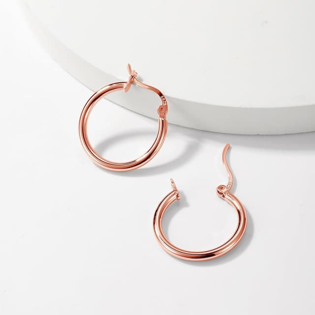 Detalle de Cangall Creolen Silber 925 Klein – Damen-Huggie-Ohrringe mit Stern-Design