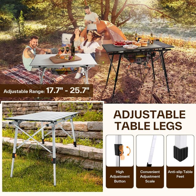 Detalle de Sportneer Tavolo da campeggio pieghevole 90×52 cm