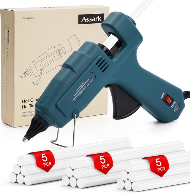 Detalle de Fireproof 60/100W Full Size Hot Glue Gun with 15 Glue Sticks (Green)