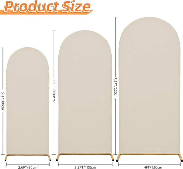 Detalle 2 de Wedding Arch Cover Spandex Arch Backdrop Set of 3 Off-White