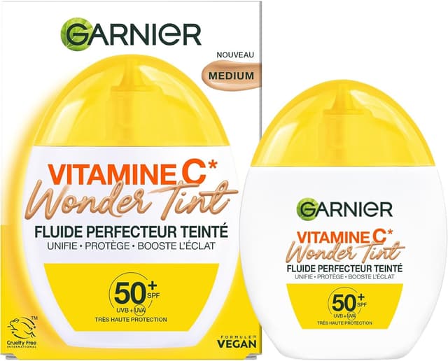 Detalle de Garnier SkinActive Vitamine C Wonder Tint SPF50+ – Fluide teinté visage Medium, 40 ml