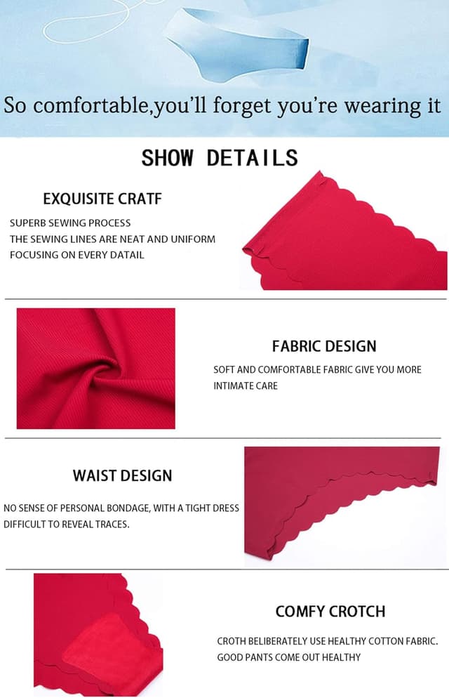 Detalle de Donpapa culotte/pantaloncini slip invisibili senza cuciture a vita bassa (confezione da 3/6)