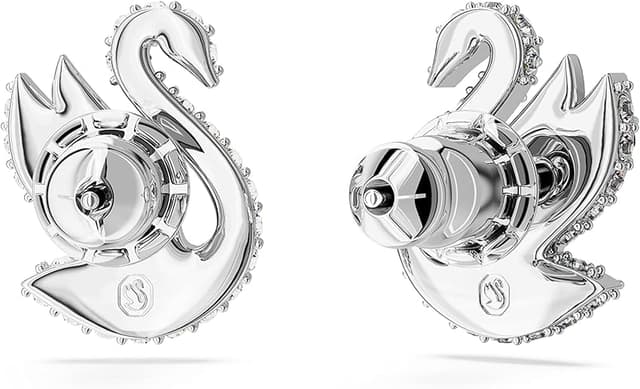 Detalle 2 de Swarovski Iconic Swan pendientes botón blancos rodio