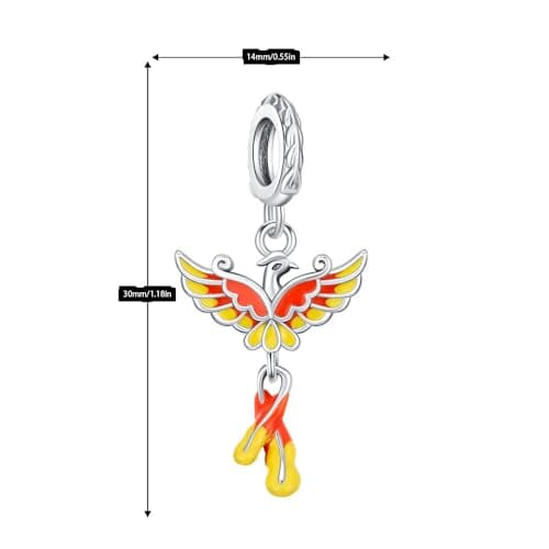 Detalle 2 de BOIGEGU Fénix Charms de plata de ley 925 con circonita cúbica (compatible con pulseras tipo Pandora)