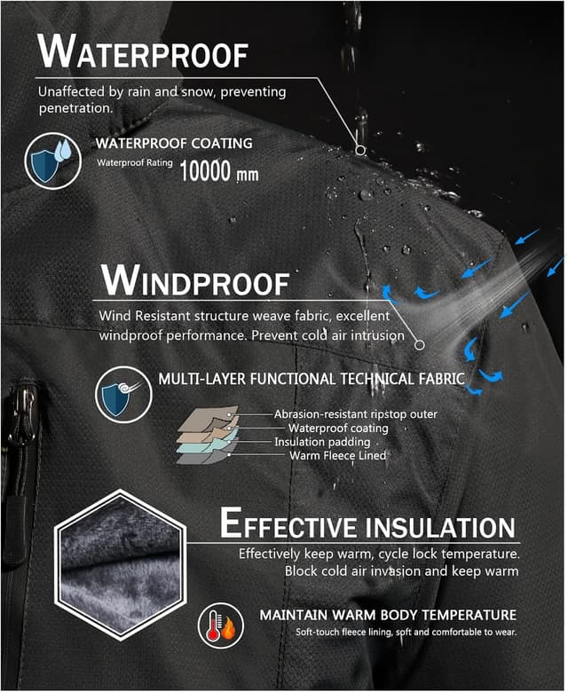 Thumbnail 1 de SPOSULEI Mens Skiing Jacket waterproof fleece liner