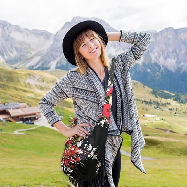 Detalle 2 de ModaZeal Hippie Shoulder Bags Slouch Crossbody Bag (Boho Canvas Satchel for Festival, Travel & Shopping)