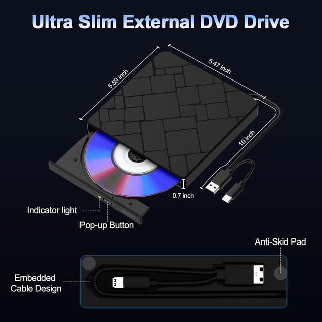 Thumbnail 6 de External USB 3.0 Type-C CD DVD Drive for Laptop 💽