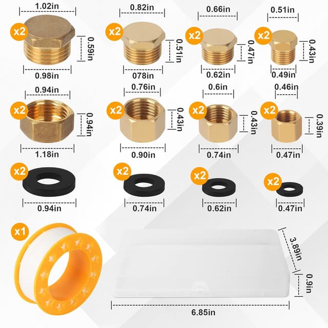 Detalle 2 de Messing Rohrdichtungs Stopfen 16er Set