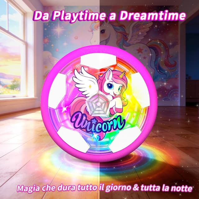 Detalle de Unicorno pallone da calcio luminoso a base d’aria Giochi Bambina (3-12 anni) – regalo a tema licorna