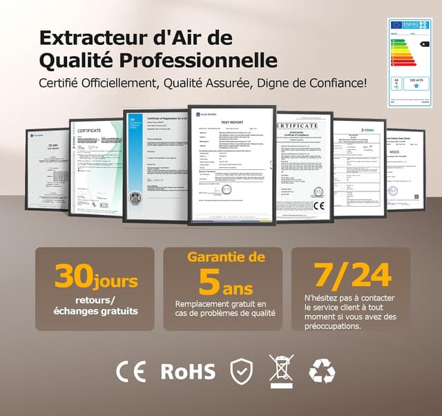 Thumbnail 6 de BUMSOU Extracteur d'Air 100mm 130 m³/h