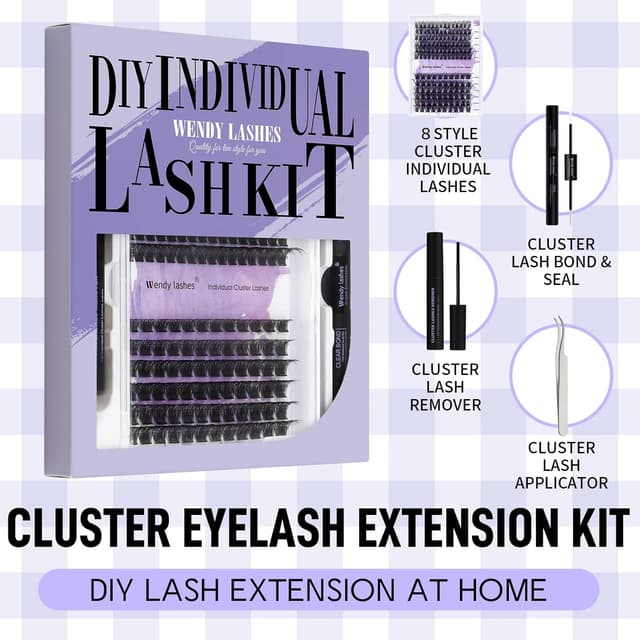 Detalle de Einzelwimpern-Set Cluster (C-Curl) C3/C9, 0,07 mm, 12–16 mm – DIY-Wimpernverlängerung zum Selbermachen