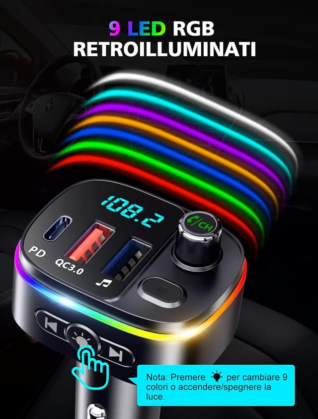 Thumbnail 5 de Mohard Bluetooth Auto Trasmettitore FM 18W PD USB C