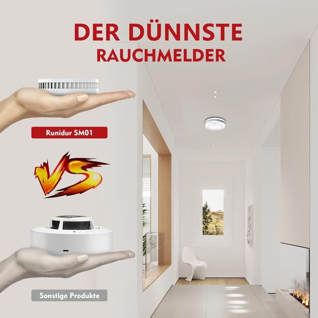 Detalle de RUNIDUR 5er Rauchmelder Set 10 Jahren Batterie