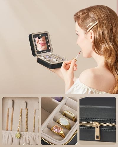 Detalle 2 de SONGMICS caja joyero de viaje 11,4 cm