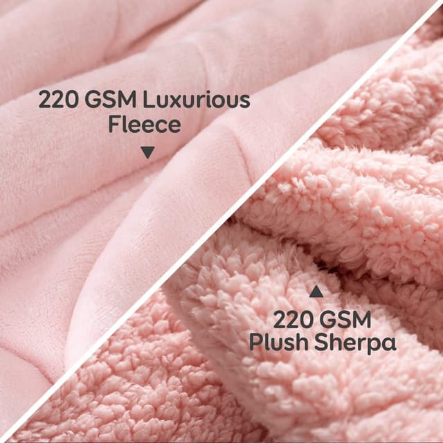 Detalle de Cottonblue Queen Size 15lb Sherpa Weighted Blanket (60 x 80 in) in Blush Pink