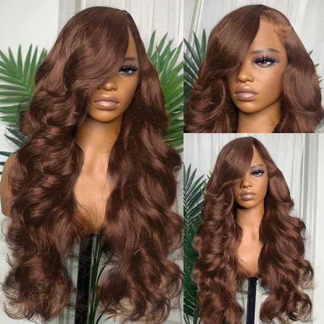 Detalle de SFTNMEH 30 Inch Chocolate Brown Lace Front Wig with 200 Density