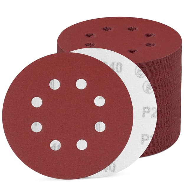 Thumbnail 6 de 100 Stück Schleifpapier 125 mm Klett – Exzenter-Rundschleifpapier mit 8 Löchern, 120 Körnung