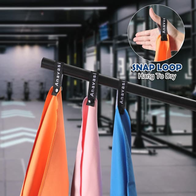 Detalle 2 de Anavasi 6 PCS Microfibre Towels for Adults (gym, travel) with net bag – Dark Blue and Orange