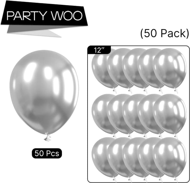 Thumbnail 6 de PartyWoo Metallic Silver Balloons 12in ๐
