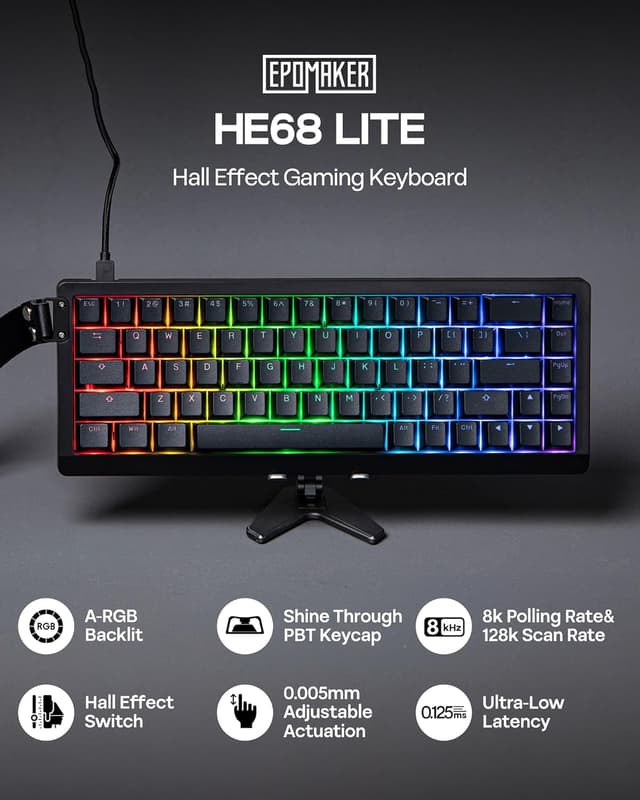 Detalle 2 de EPOMAKER HE68 Lite 8k Polling Gaming Keyboard