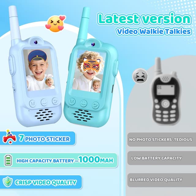 Detalle 2 de Wootoyz Video Walkie Talkies for Kids (Video, Push-to-talk) – Toddler Blue Green