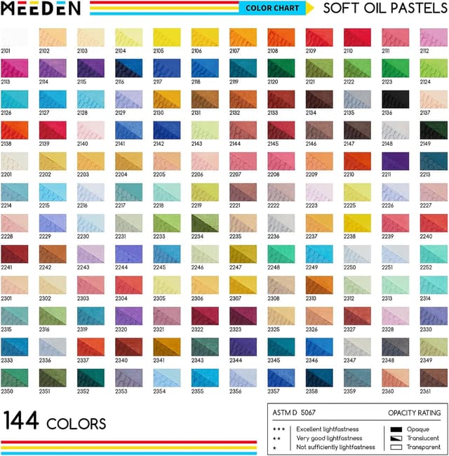 Detalle de MEEDEN Soft Oil Pastels Set (144 Vibrant Colours) for Blending, Layering and Shading