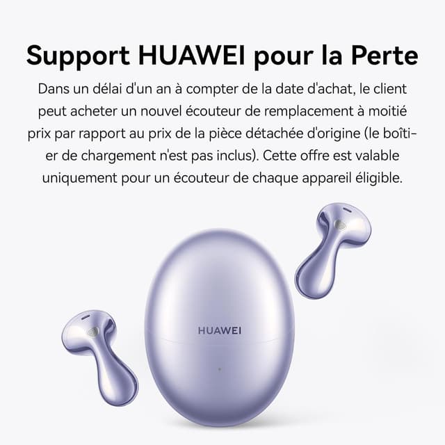 Detalle 2 de HUAWEI FreeBuds 6 (violet) : écouteurs True Sound avec ANC open-fit et autonomie jusqu’à 36 heures