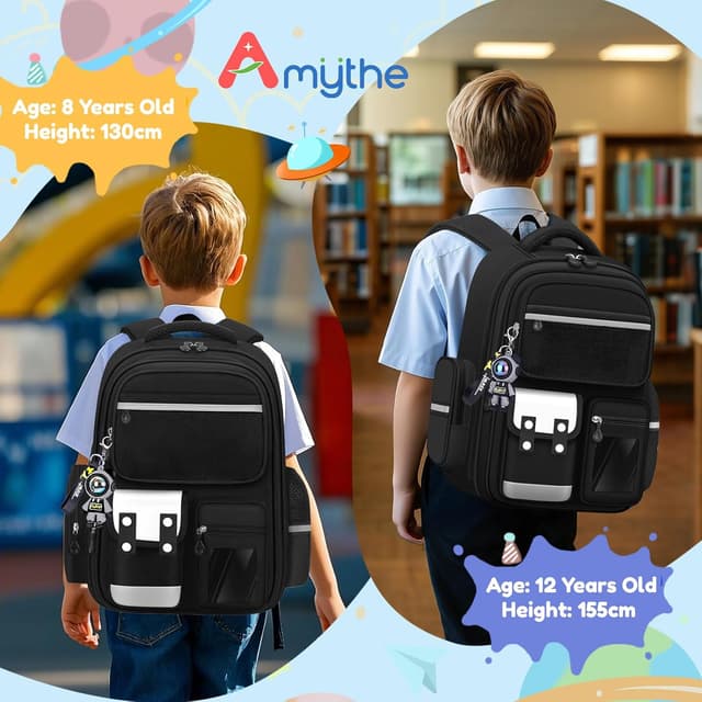 Thumbnail 6 de Amythe Cartable pour garçon Noir Grande capacité