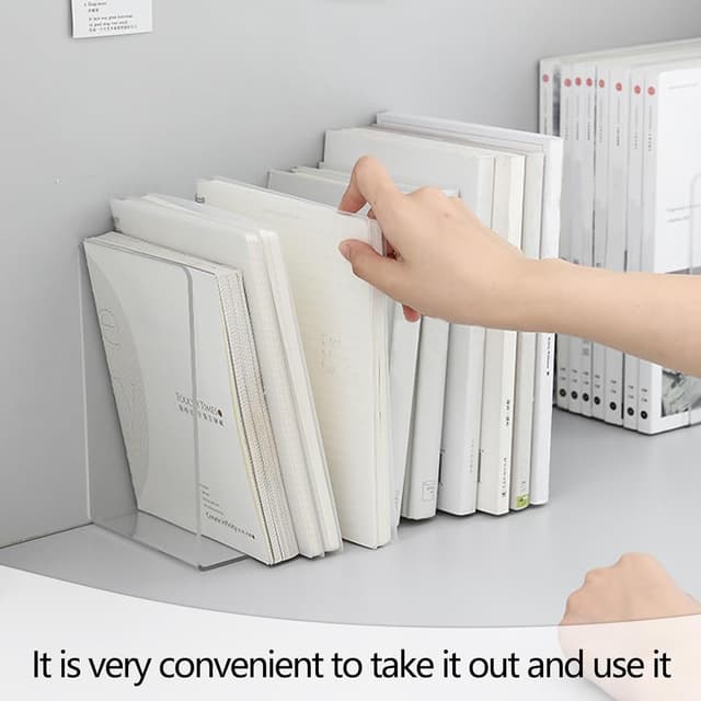 Thumbnail 4 de Clear Acrylic Bookends (2 Pack) – L-Shape Plastic Bookracks for Shelves, Desk & Home