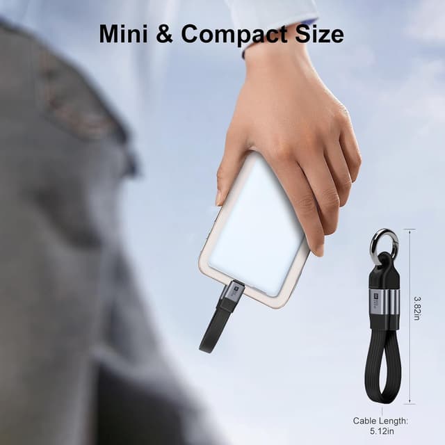 Detalle 2 de BORLTER Clamp USB-C USB4 Cable (13cm) with Key Fob — 80Gbps 240W, 8K@60Hz USB4/Thunderbolt 4-compatible