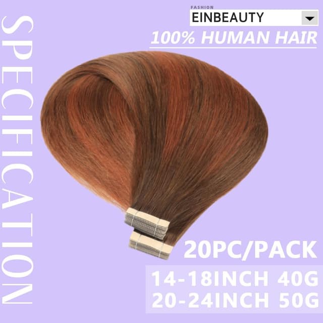 Detalle 2 de Einbeauty Extensiones Pelo Natural 20pcs 55cm marrón chocolate