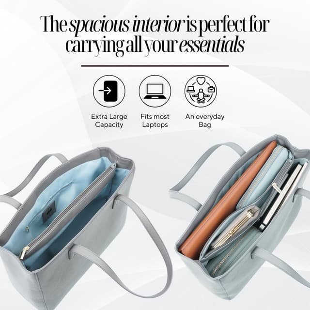 Detalle de Tommy & Kate GLORIA Spacious Tote Bag for Women with Zipped Compartment & Inner Pocket