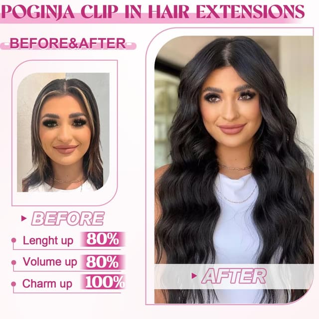 Thumbnail 3 de 100% Remy 20 Inch Clip-In Hair Extensions 105g ๐โ