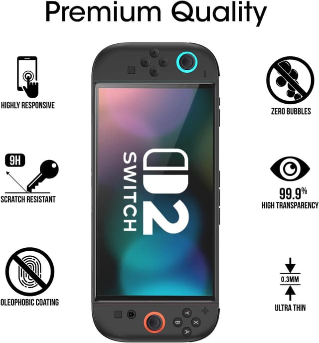 Detalle de amFilm Displayschutzfolie aus Glas (3 Stück) für Nintendo Switch 2 (Modell 2025)