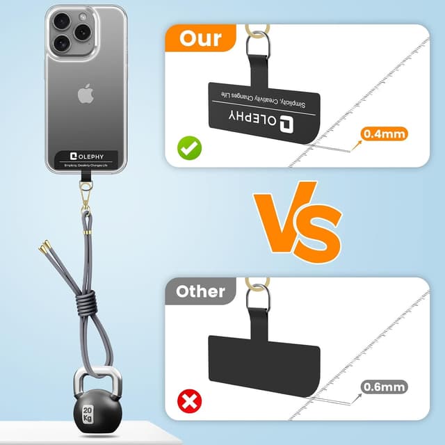 Thumbnail 2 de OLEPHY Cordón Ajustable para Teléfono Móvil 📱, Gris