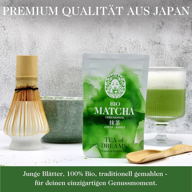 Detalle de Bio Matcha „Kissui“ Ceremonial Grade aus Japan – Matcha Pulver für Tee & Matcha Latte (30 g)