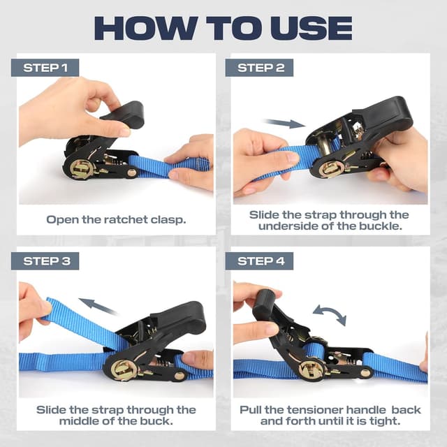 Thumbnail 5 de IAZZCO 4 Pack Ratchet Straps 6m x 25mm for trailers 🚚