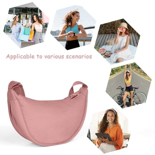 Thumbnail 7 de Aucuu Bolso Bandolera para Mujer estilo media luna impermeable (rosa) con correa ajustable
