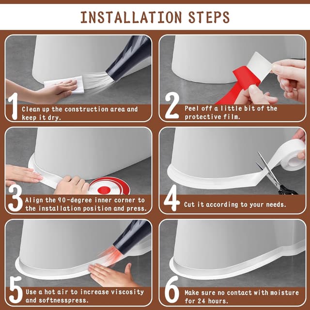 Detalle de Digtokore Bath Sealant Strip (2 Rolls) Waterproof PVC Sealant Tape with Sealing Tool