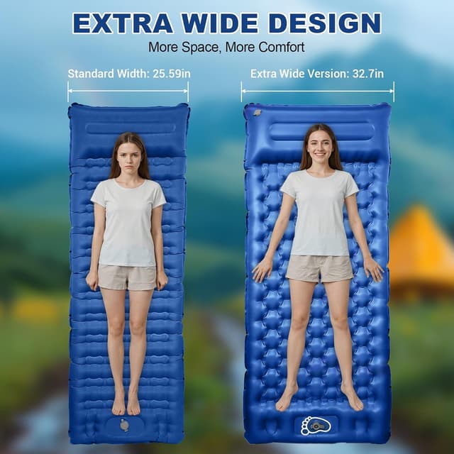 Detalle de JATEKA Materassino Campeggio Singolo Gonfiabile Extra Largo 83 cm con cuscino integrato