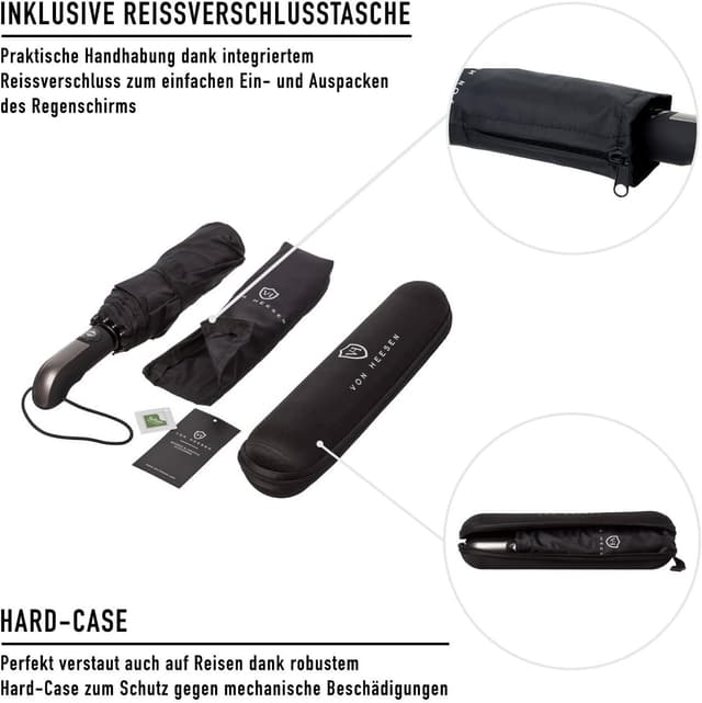 Detalle 2 de VON HEESEN Taschenschirm sturmfest 140 km/h ☂