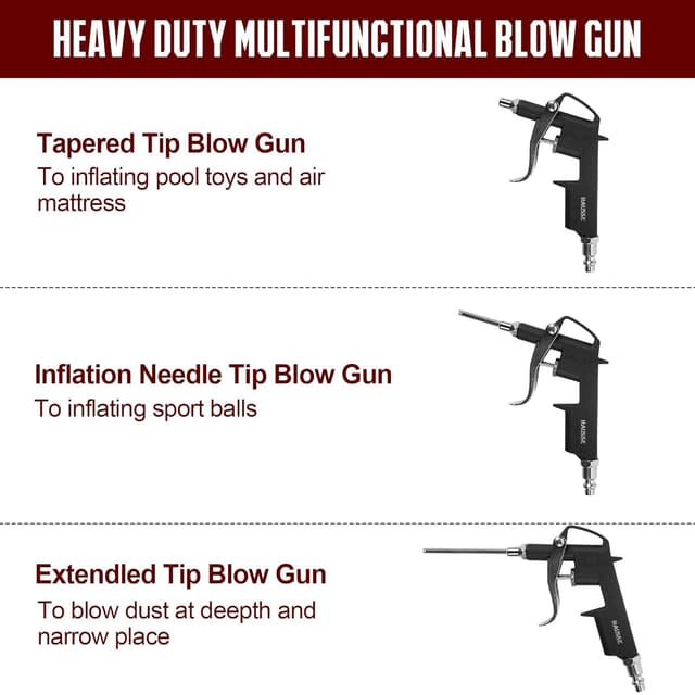 Detalle 2 de Hausse Heavy Duty Compressor Accessory Kit with Digital Tire Pressure Gauge, Inflator & 1/4" NPT Air Tool Fittings