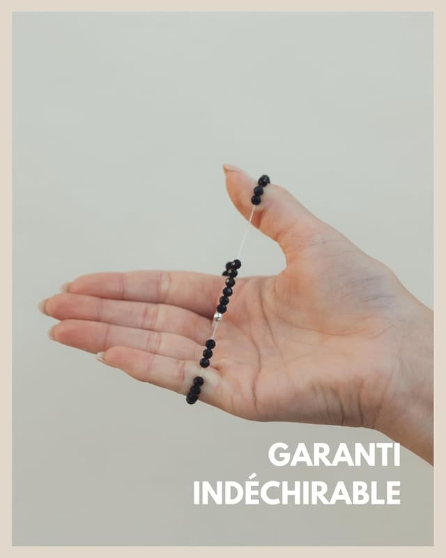 Detalle de GD GOOD.designs EST. 2015 Bracelet de perles en pierres naturelles facettées (4 mm) avec perle en argent 925