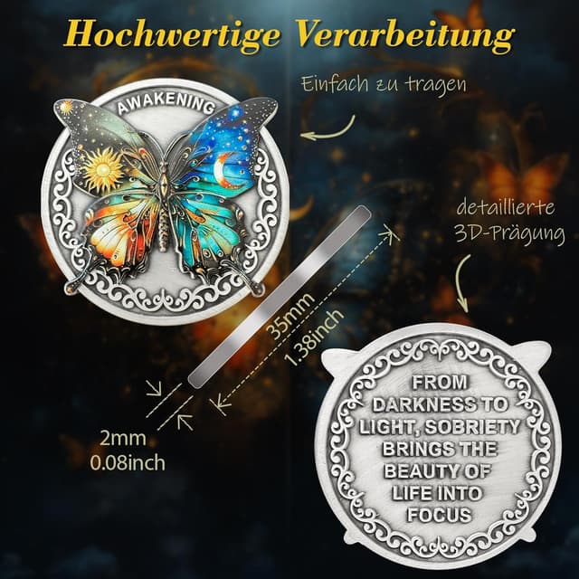 Thumbnail 2 de Schmetterling Sobriety Chip 1 Unze