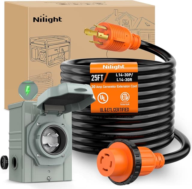 Detalle de Nilight 30A 25FT Generator Extension Cord 7500W