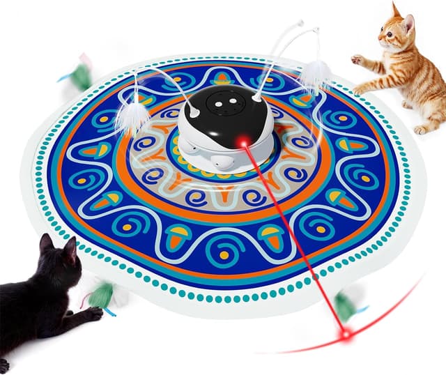 Detalle de Gardner Pet Giocattolo per Gatti 5 in 1 elettrico interattivo automatico con laser, piume, palline e suoni di uccelli