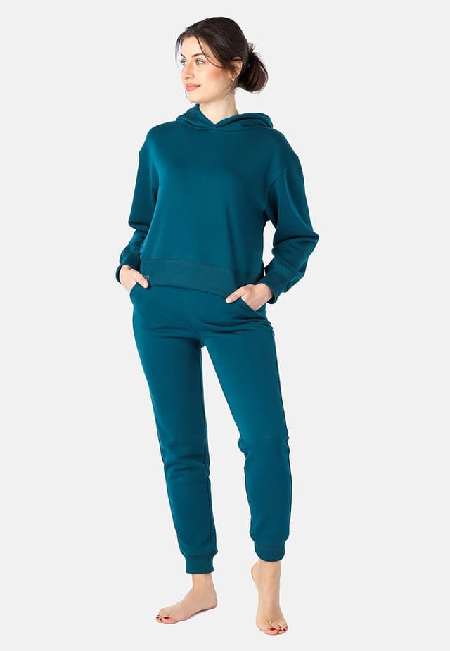 Detalle de Bellivalini Felpe con Cappuccio da Donna Corta BLV208 in cotone, con cappuccio e maniche lunghe