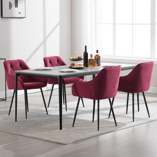 Detalle 2 de WOLTU Esszimmerstühle im 2er-Set mit Armlehnen, Bordeaux – gepolsterte Samtsitzfläche